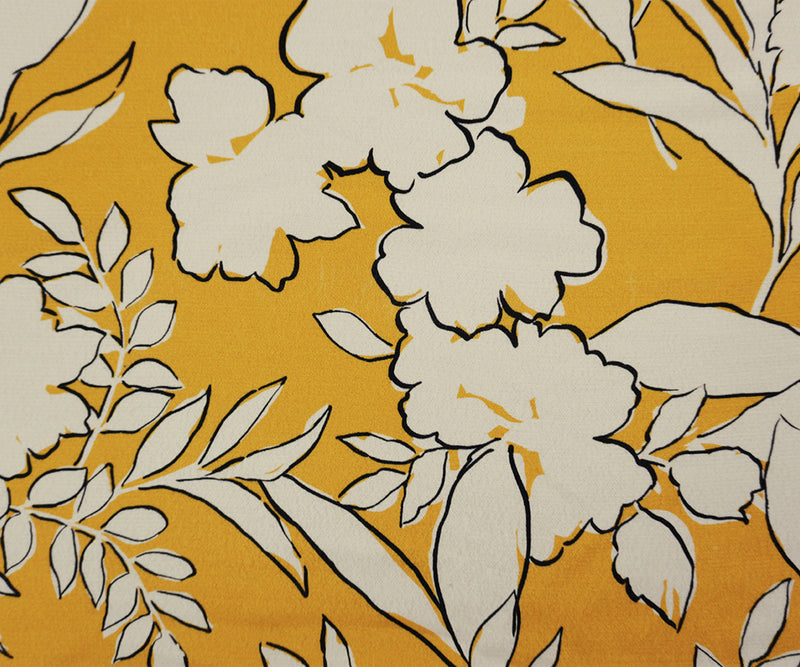 Yellow-White Famous Designer Viscose Floral Crepe Faille Fabric