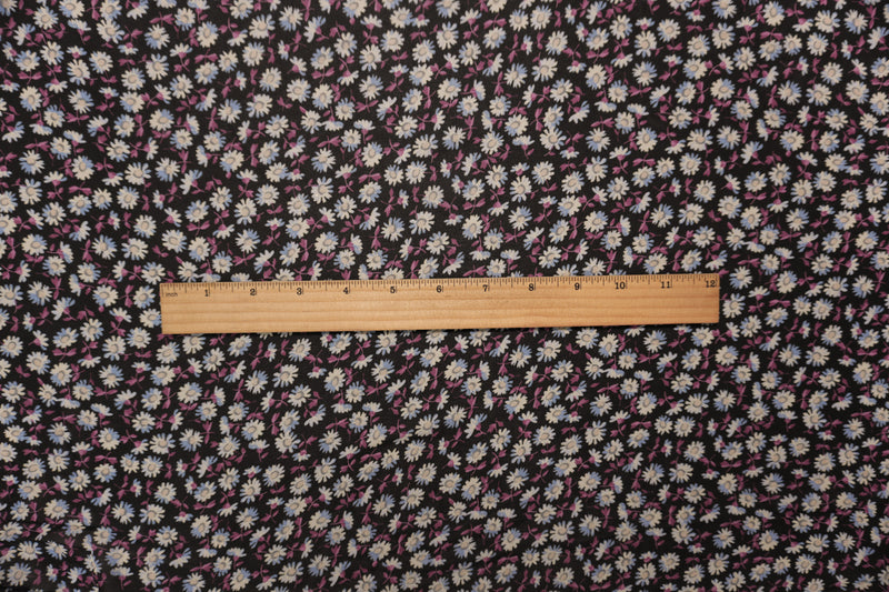 Black Famous Designer Viscose Floral Printed Chiffon Woven Fabric
