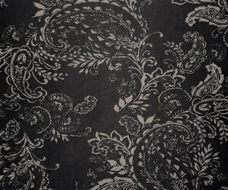 Black-Ivory Famous Designer Poly Paisley Printed Mesh Knit Fabric