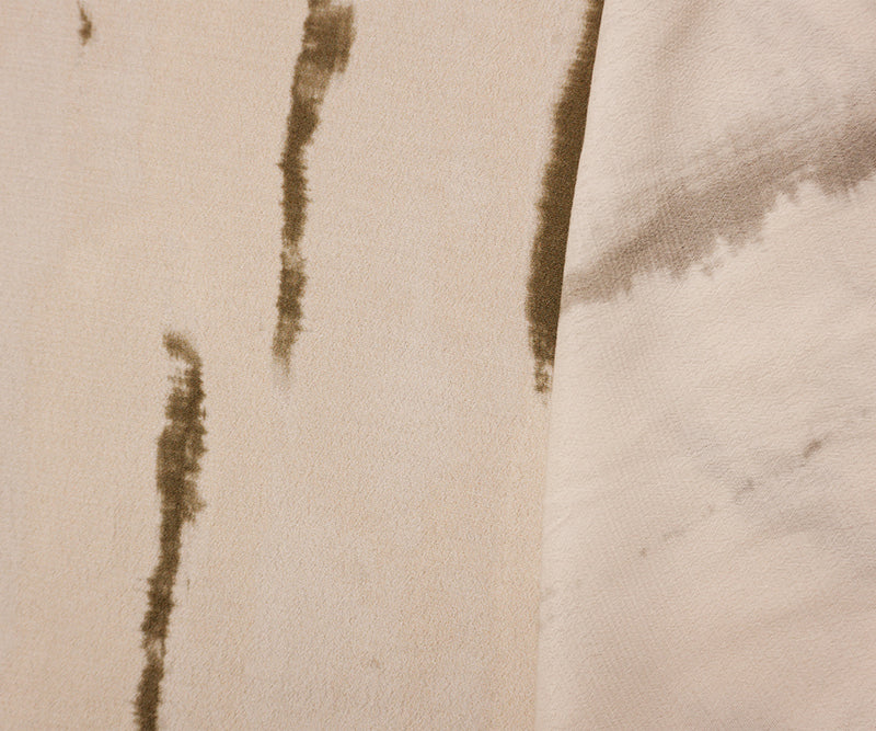 Beige-Brown Famous Designer Viscose Tie Dye Crepe Faille Fabric