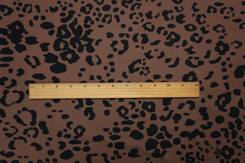 Brown-Black Famous Designer Cotton Leopard Poplin Woven Fabric
