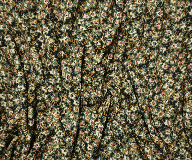 Black-Multi Famous Designer Viscose Abstract Crepe Faille Fabric