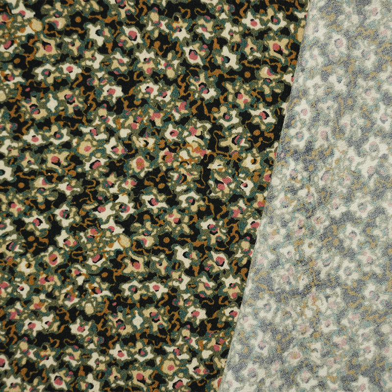 Black-Multi Famous Designer Viscose Abstract Crepe Faille Fabric