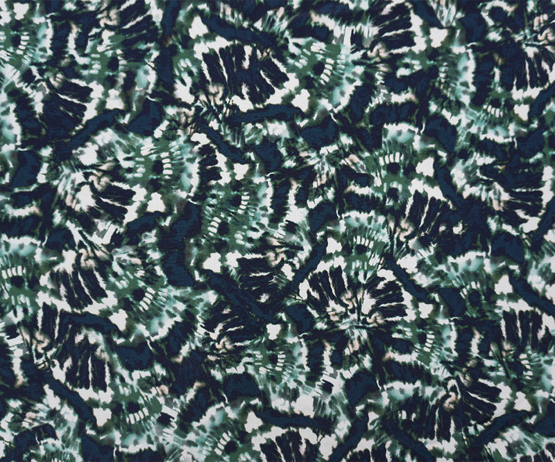 Blue Famous Designer Viscose Tie Dye Crepe Faille Woven Fabric