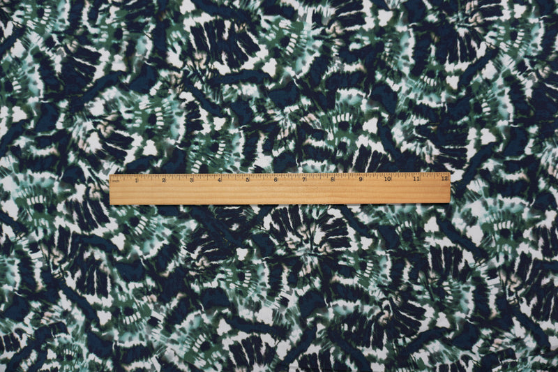 Blue Famous Designer Viscose Tie Dye Crepe Faille Woven Fabric