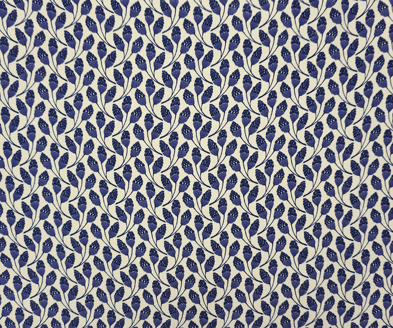 Blue-Beige Famous Designer Viscose Floral Crepe Faille Fabric