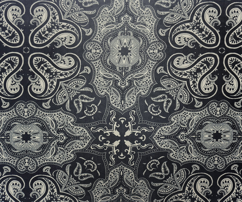 Black-Beige Famous Designer Poly Spandex Paisley Mesh Knit Fabric