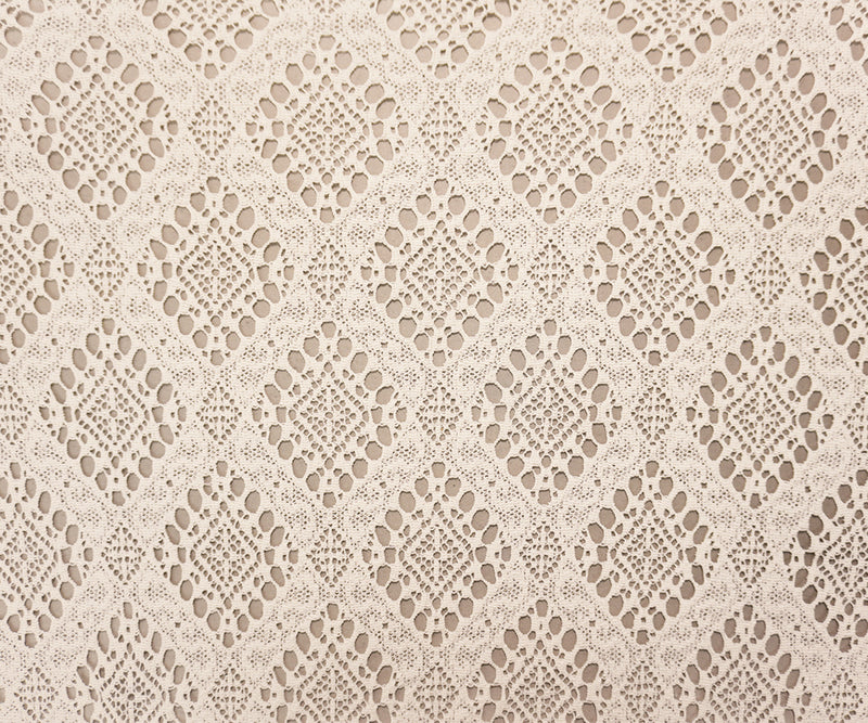 White Designer Cotton Diamond Raschel Crochet Lace Knit Fabric