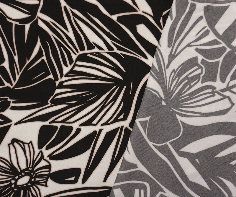 Black-White Famous Designer Viscose Floral Printed Crepe Faille Woven Fabric