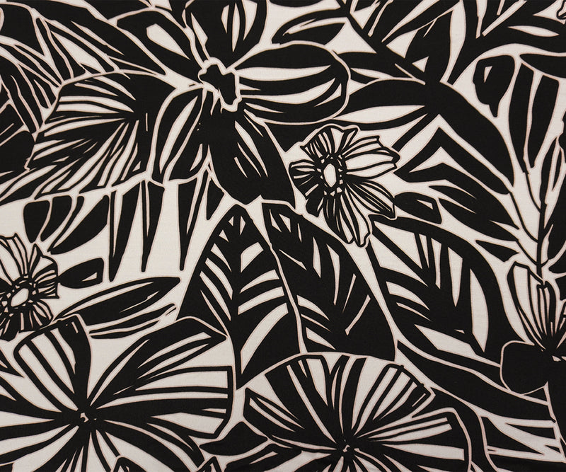 Black-White Famous Designer Viscose Floral Printed Crepe Faille Woven Fabric