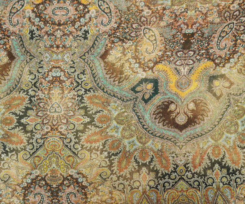 Brown-Multi Famous Designer Viscose Paisley Jersey Knit Fabric