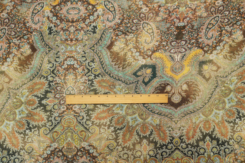 Brown-Multi Famous Designer Viscose Paisley Jersey Knit Fabric