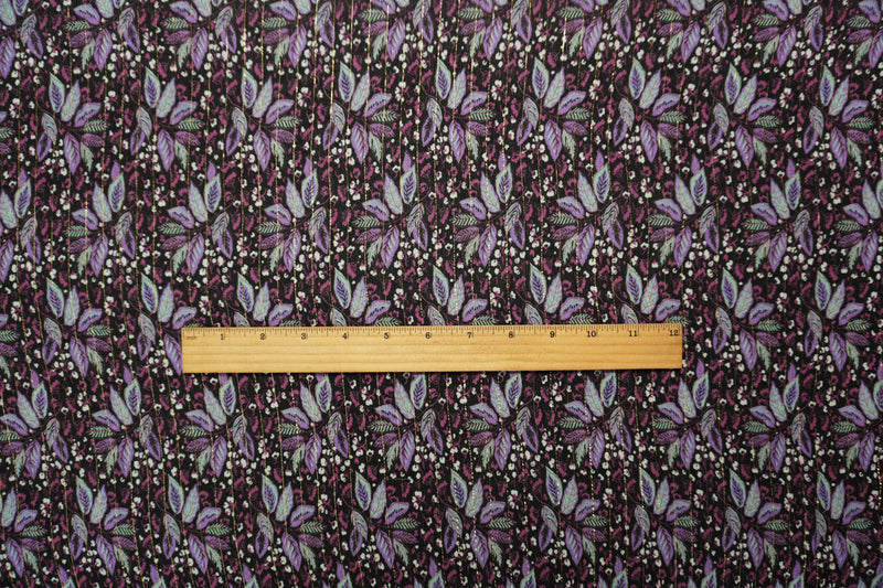 Black-Gold Famous Designer Viscose Silk Leaves Crinkled Chiffon Fabric