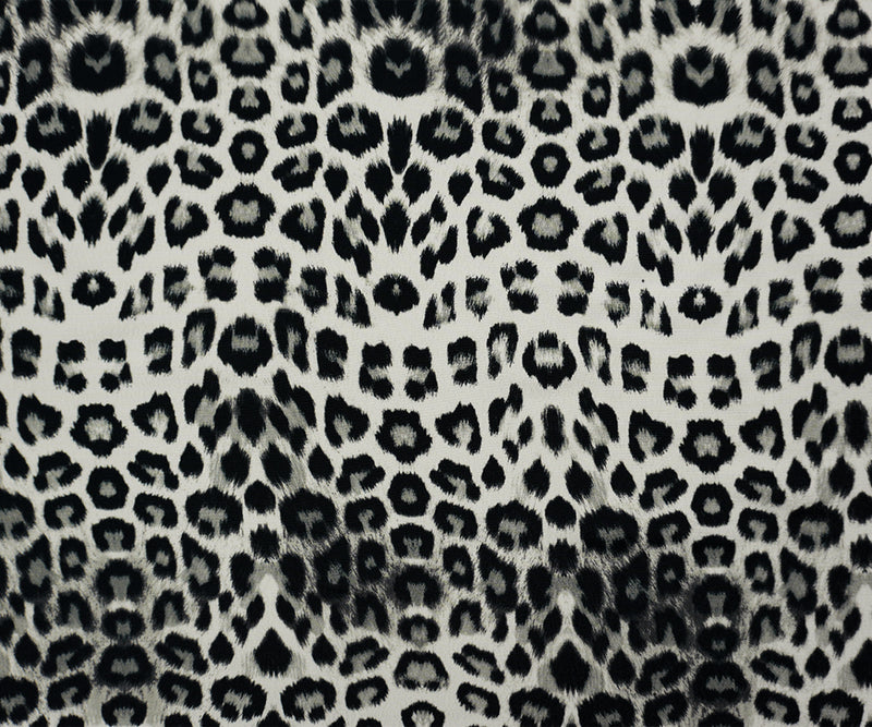 White-Black Famous Designer Viscose Leopard Crepe Faille Fabric