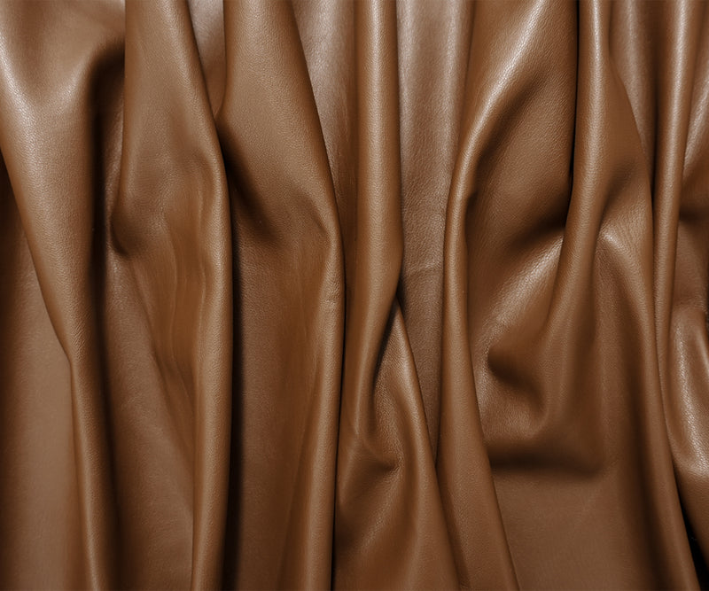 Brown Famous Designer PU Faux Leather Knit Fabric