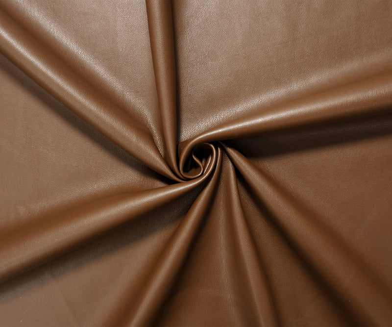 Brown Famous Designer PU Faux Leather Knit Fabric