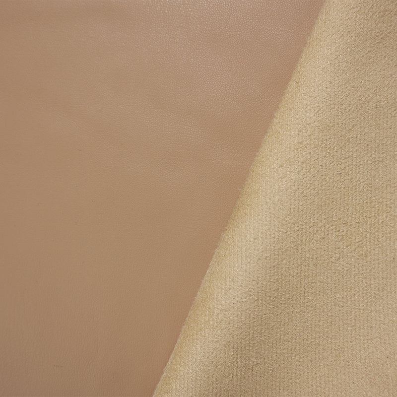 Beige Famous Designer PU Faux Leather Knit Fabric