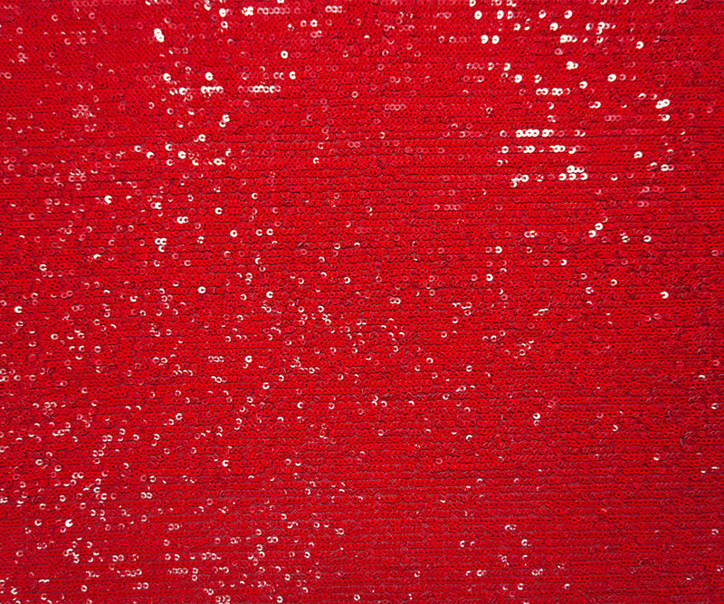 Red Famous Designer Poly Spandex Sequin Mesh Knit Fabric