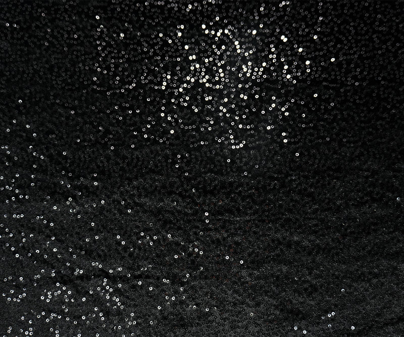 Black Famous Designer Poly Spandex Sequined Velvet Knit Fabric