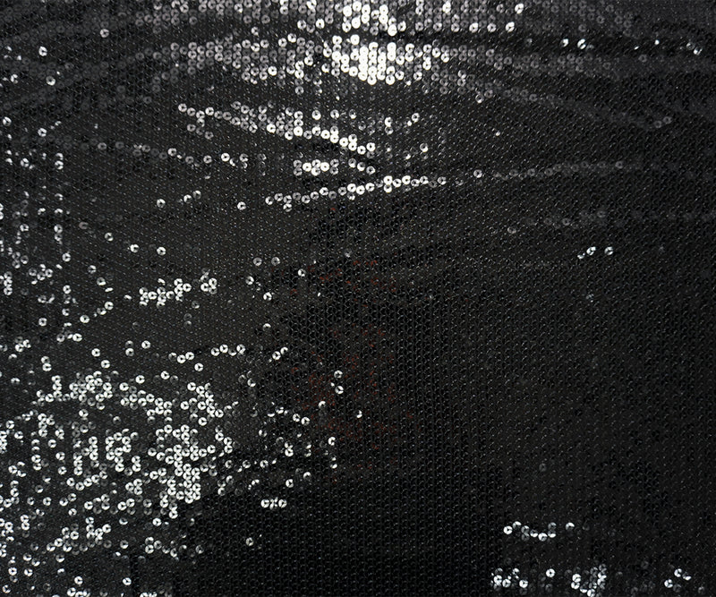 Black Famous Designer Poly Spandex Sequin Jersey Knit Fabric