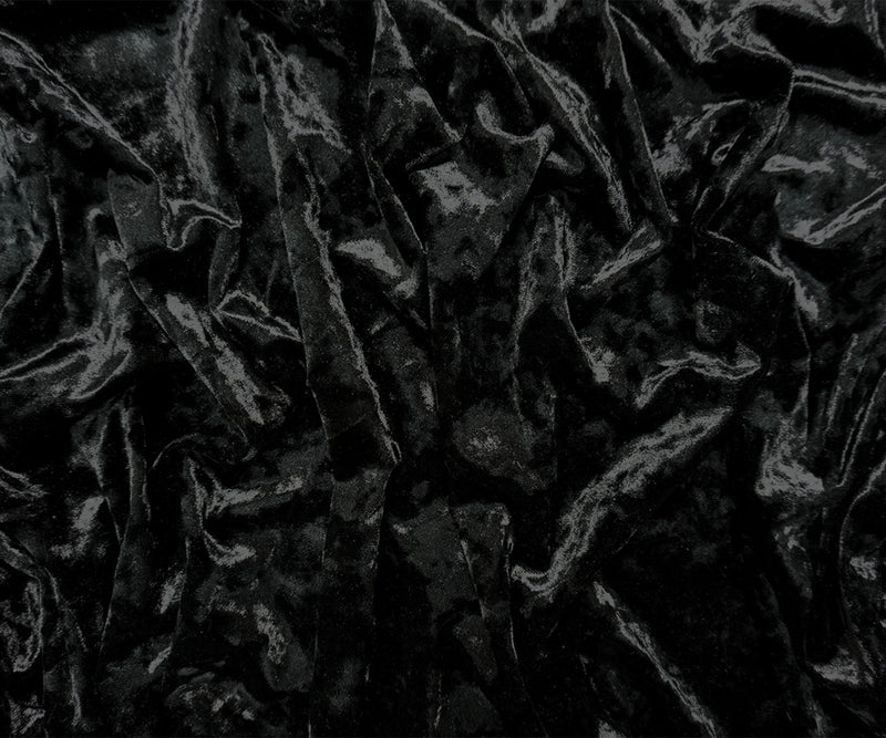 Black Poly Spandex Crushed Velvet Knit Fabric