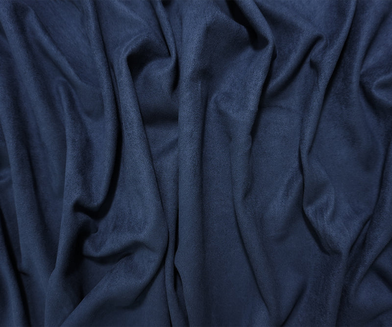 Navy Blue Designer Poly Spandex Solid Microsuede Knit Fabric