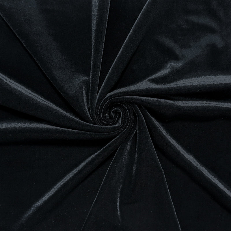 Black Famous Designer Poly Spandex Solid Velvet Knit Fabric