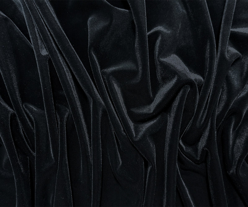 Black Famous Designer Poly Spandex Solid Velvet Knit Fabric