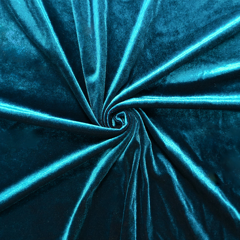 Teal Famous Designer Poly Nylon Spandex Solid Velvet Knit Fabric