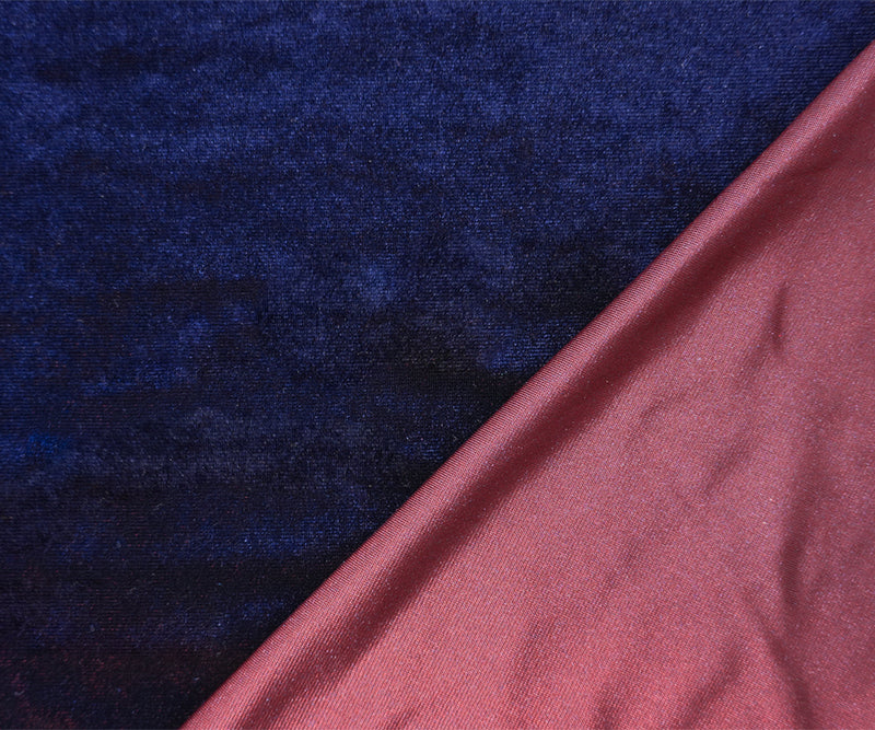 Blue Famous Designer Poly Nylon Spandex Solid Velvet Knit Fabric