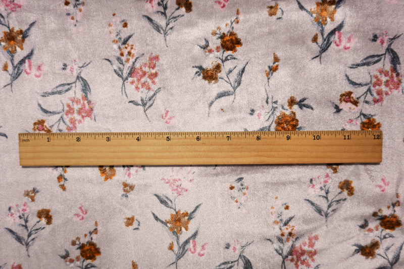 Mauve-Pink-Multi Designer Poly Floral Printed Velvet Knit Fabric