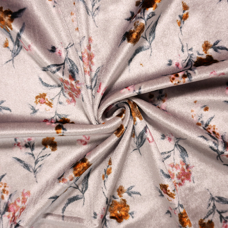 Mauve-Pink-Multi Designer Poly Floral Printed Velvet Knit Fabric
