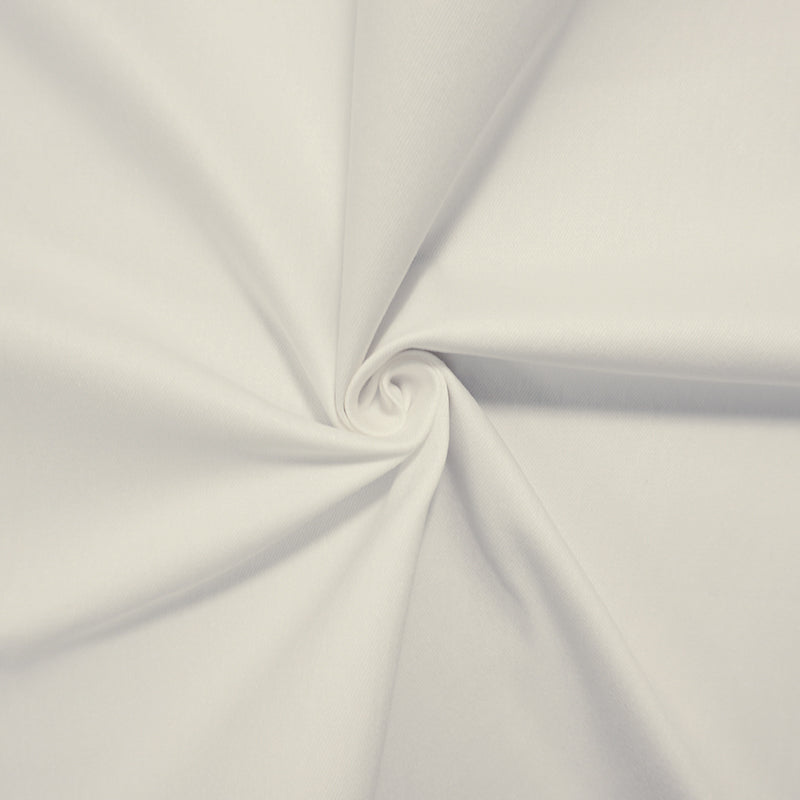 White 7 oz. Cotton-Poly Stretch Denim Twill Woven Fabric