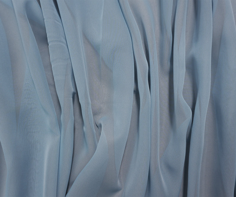 Dusty Blue Polyester Chiffon Woven Fabric