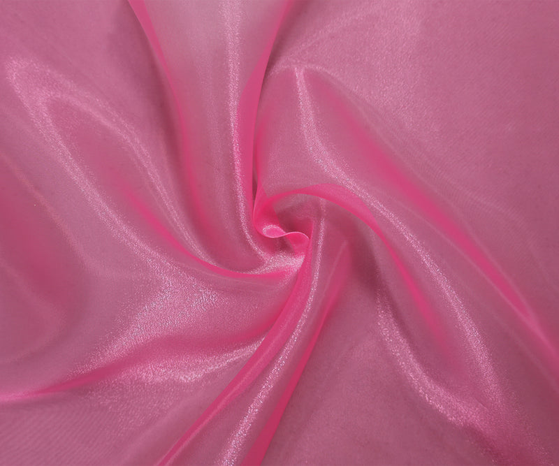 Pink Polyester Organza Woven Fabric