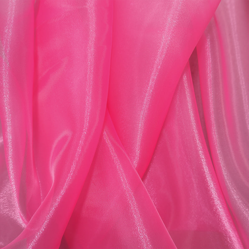 Pink Polyester Organza Woven Fabric