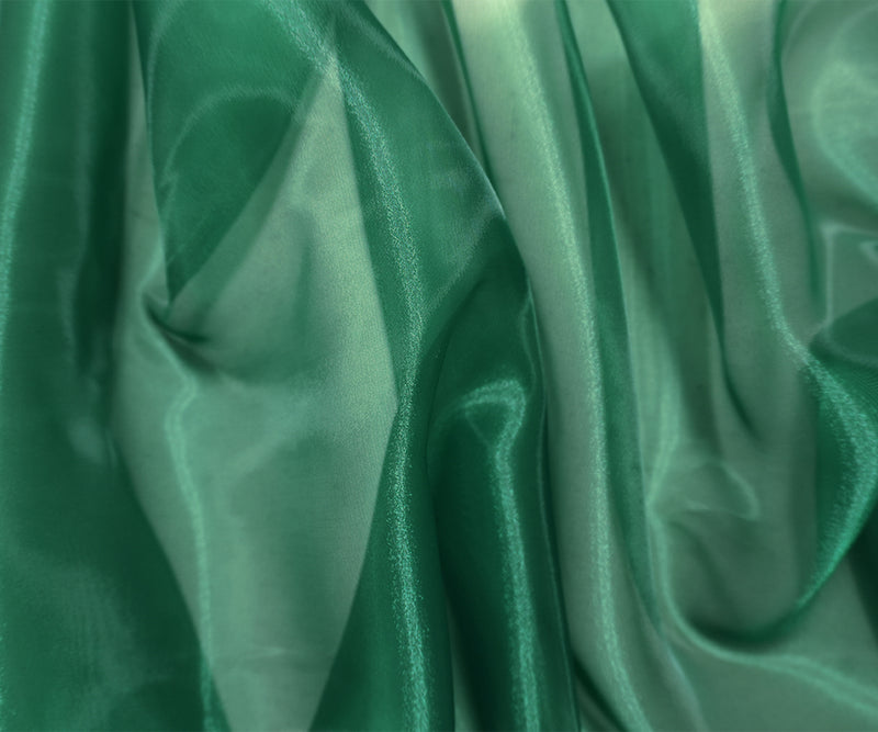 Green Polyester Organza Woven Fabric