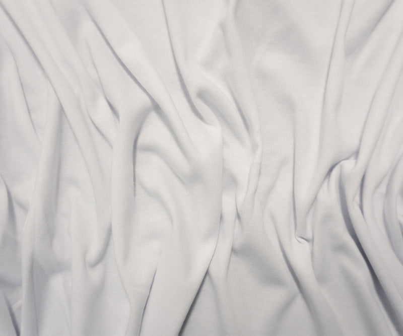 White Cotton-Poly Solid Interlock Knit Fabric
