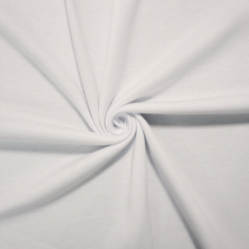 White Cotton-Poly Solid Interlock Knit Fabric