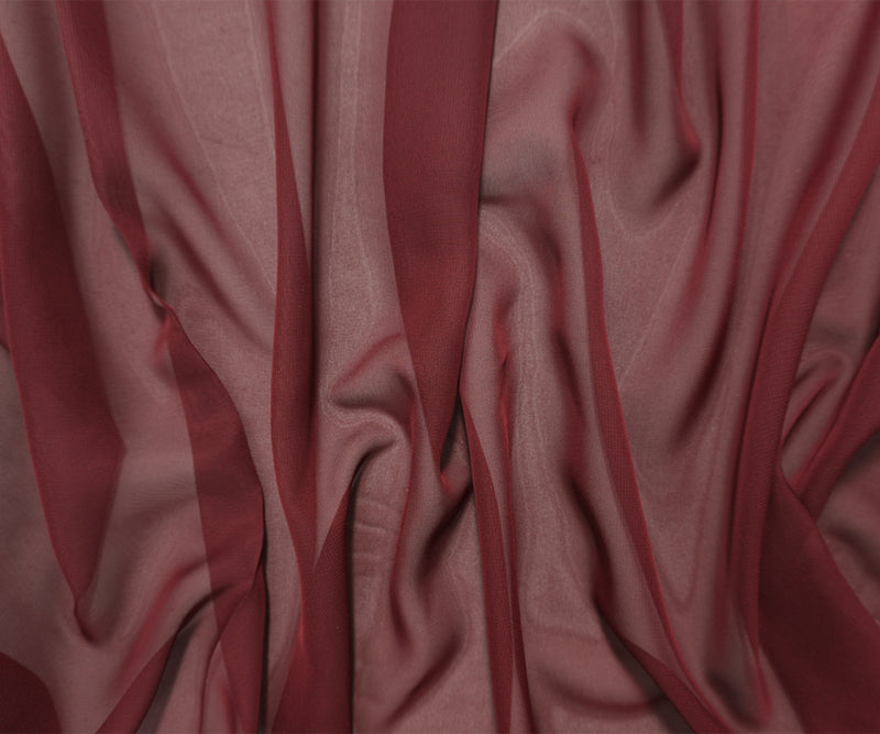 Burgundy Red Polyester Chiffon Woven Fabric