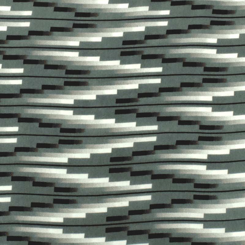 Gray-Multi Famous Designer Pixel Chevron Printed Silk Crepe De Chine Fabric