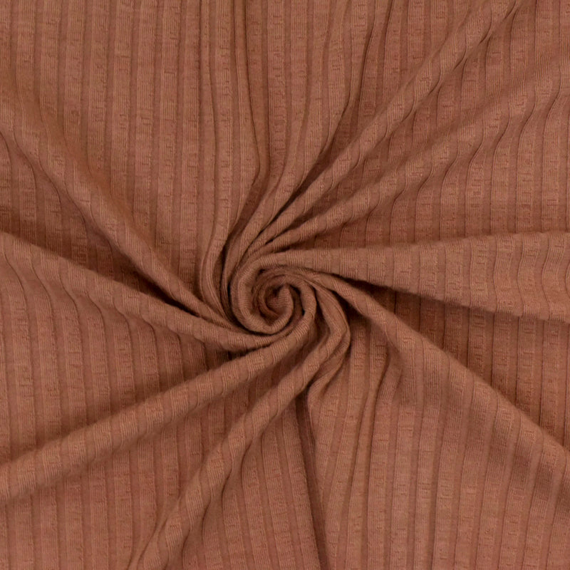 Clay Brown 4X7 Stretch Polyester Rib Knit Fabric