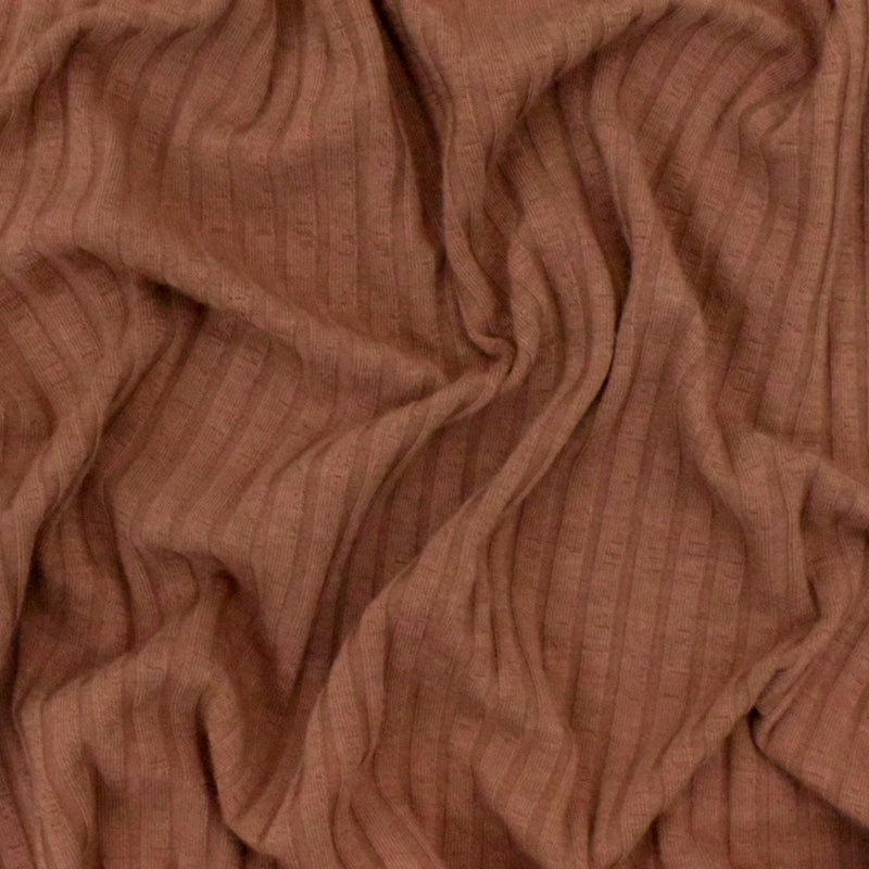 Clay Brown 4X7 Stretch Polyester Rib Knit Fabric