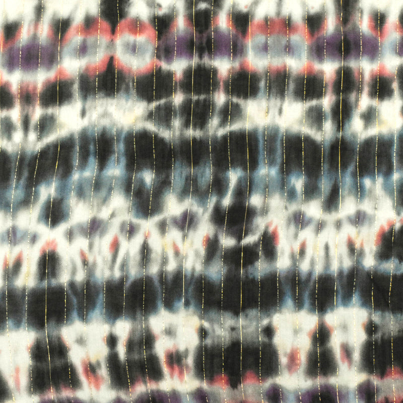 Pink-Multi Famous Designer Tie Dye Printed Metallic Stripe Chiffon Fabric