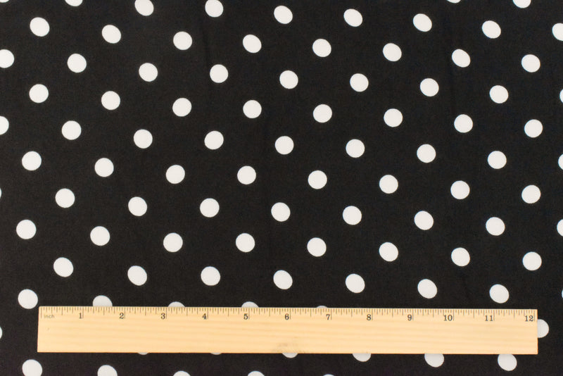 Old Ivory-Black Famous Designer Dot Printed Viscose Georgette Woven Fabric