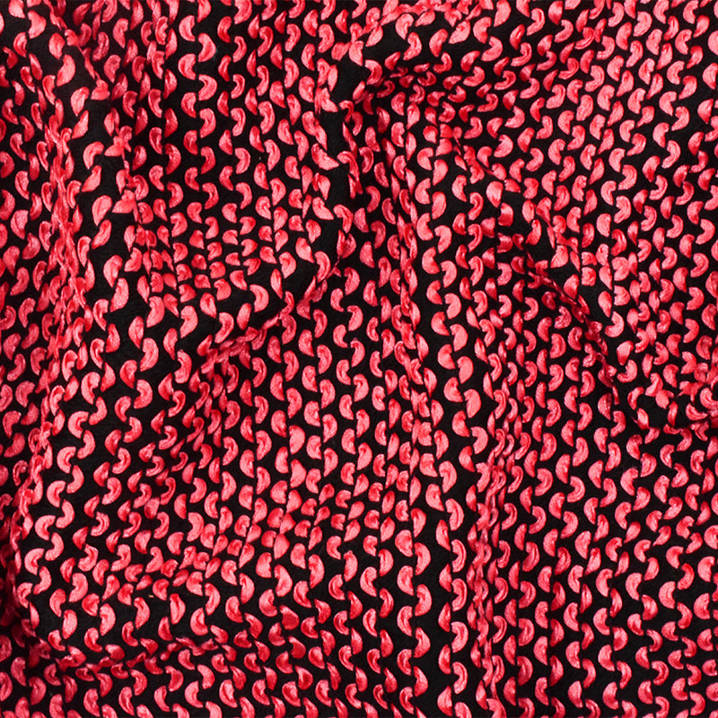 Neon Red-Black 3D Wave Acrylic Poly Woven Jacketing Fabric