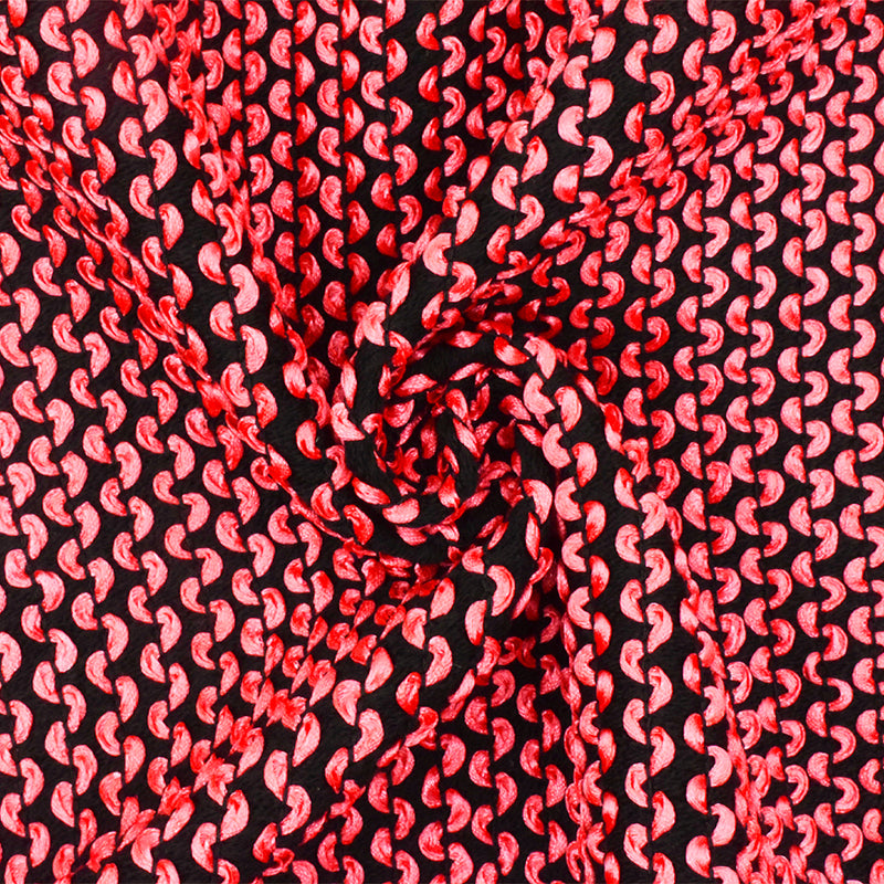 Neon Red-Black 3D Wave Acrylic Poly Woven Jacketing Fabric