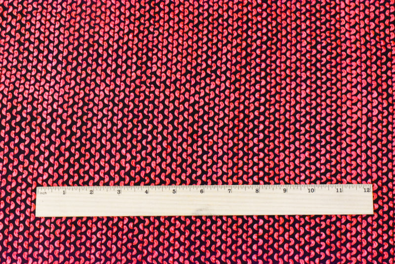 Neon Red-Black 3D Wave Acrylic Poly Woven Jacketing Fabric