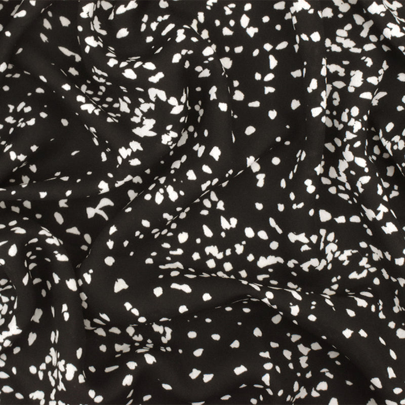 Black-Ivory Famous Designer Spots Printed Poly Georgette Woven Fabric