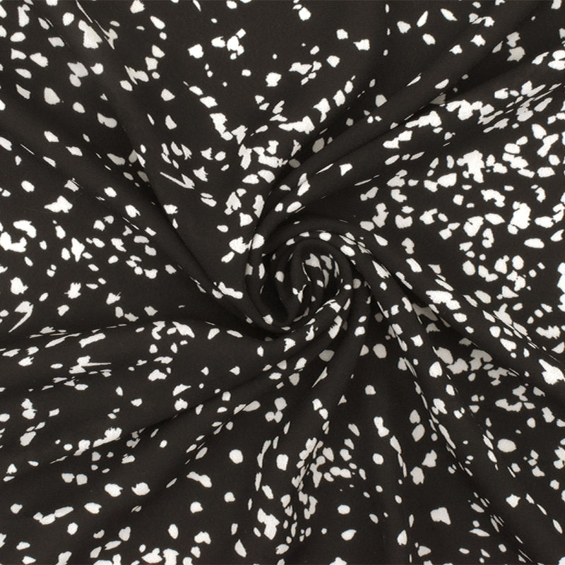 Black-Ivory Famous Designer Spots Printed Poly Georgette Woven Fabric
